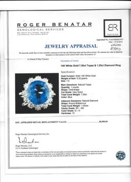 14K Gold 7.50ct Topaz & 1.25ctw Diamond Ring