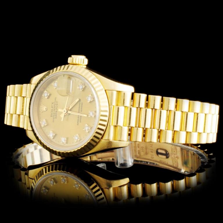 Rolex 18K YG Diamond Ladies Wristwatch