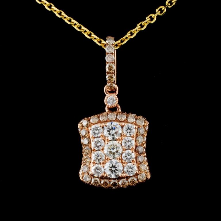 14K Rose Gold 1.08ctw Diamond Pendant