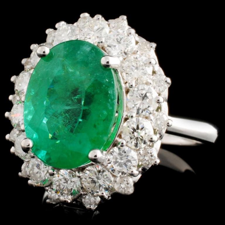 14K Gold 4.48ct Emerald & 1.71ctw Diamond Ring