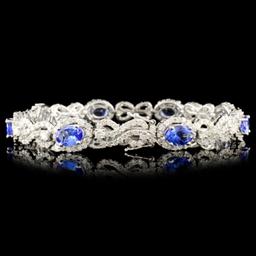 18K Gold 5.52ct Tanzanite & 4.38ctw Diamond Bracel