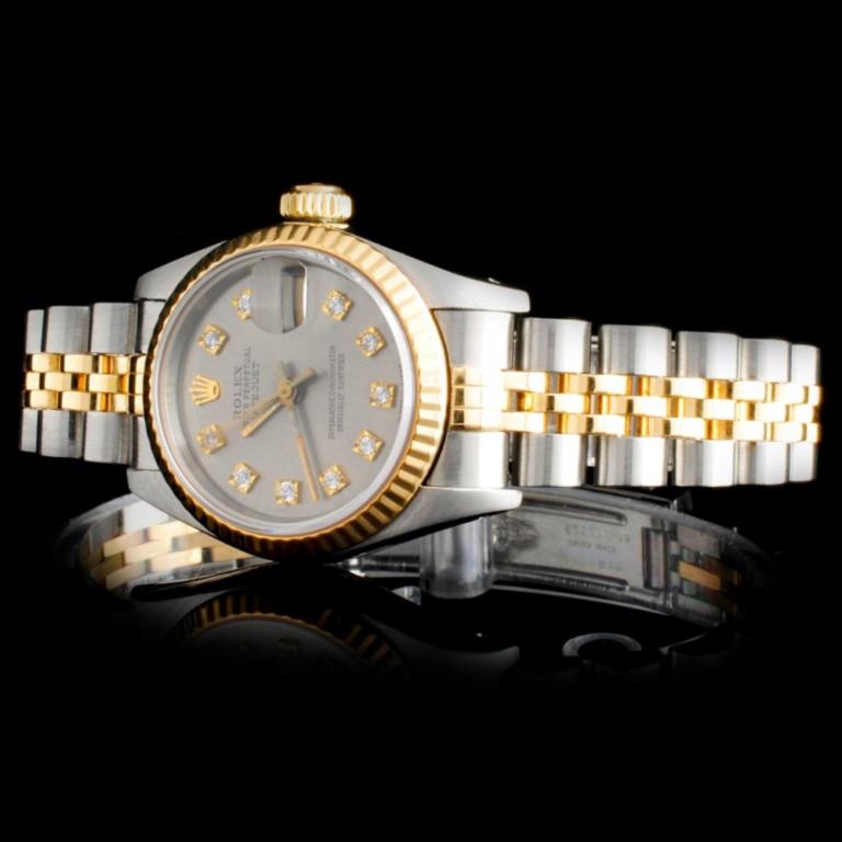 Rolex YG/SS DateJust Diamond Ladies Watch