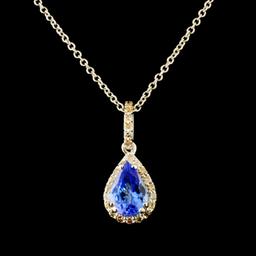 14K Gold 0.68ct Tanzanite & 0.22ctw Diamond Pendan