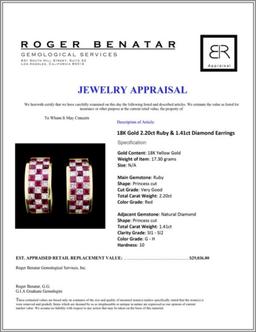 18K Gold 2.20ct Ruby & 1.41ct Diamond Earrings