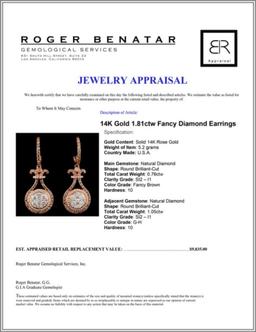 14K Gold 1.81ctw Fancy Diamond Earrings