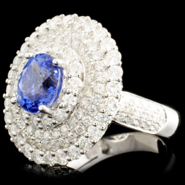 18K Gold 2.71ct Sapphire & 2.52ctw Diamond Ring