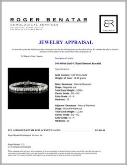 14K White Gold 4.73ctw Diamond Bracelet