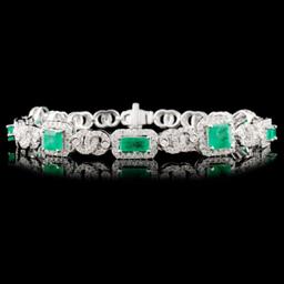 14K Gold 3.00ct Emerald & 1.73ctw Diamond Bracelet