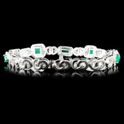 14K Gold 3.00ct Emerald & 1.73ctw Diamond Bracelet