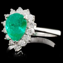 18K White Gold 1.33ct Emerald & 0.44ct Diamond Rin