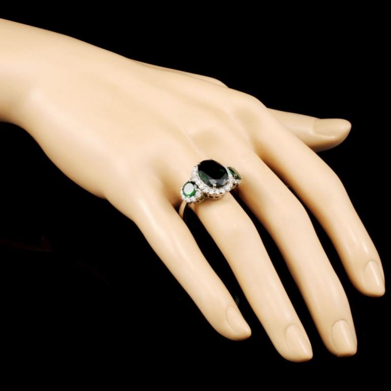 18K Gold 6.55ct Tsavorite & 2.72ctw Diamond Ring