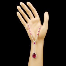 14K Gold 9.94ct Rubellite & 1.56ctw Diamond Neckla