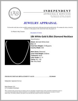 ^18k White Gold 6.00ct Diamond Necklace