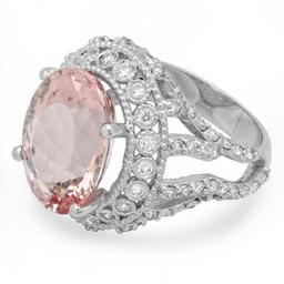 14K Gold 10.00ct Morganite & 1.50ct Diamond Ring