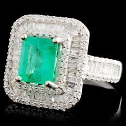 18K Gold 1.69ct Emerald & 1.35ctw Diamond Ring