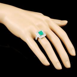 18K Gold 1.69ct Emerald & 1.35ctw Diamond Ring