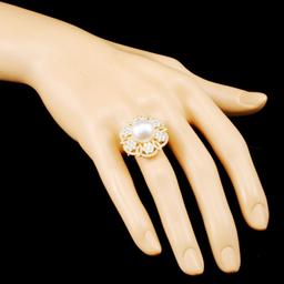 18K Gold 11.50MM Pearl & 2.18ctw Diamond Ring
