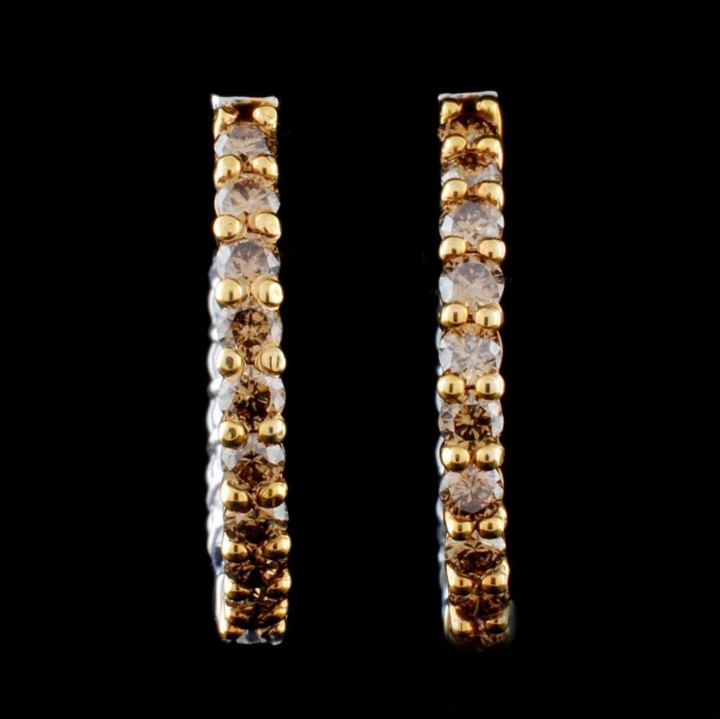 14K White Gold 1.38ctw Fancy Color Diamond Earring