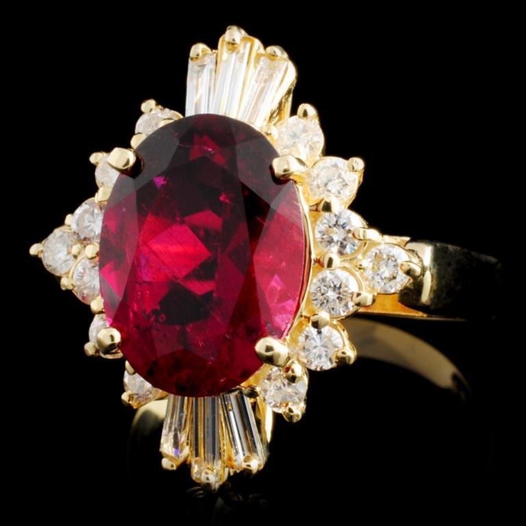 14K Gold 3.85ct Tourmaline & 0.72ctw Diamond Ring