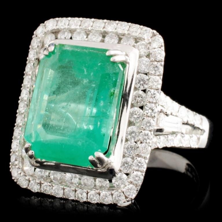 18K Gold 6.06ct Emerald & 1.35ctw Diamond Ring