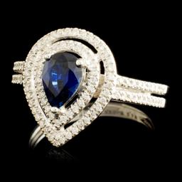 14K Gold 0.99ct Sapphire & 0.29ctw Diamond Ring