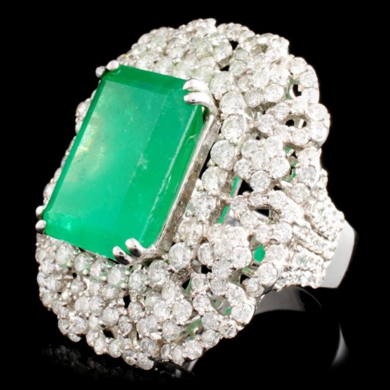 18K Gold 2.19ct Emerald & 4.81ctw Diamond Ring