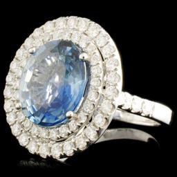 18K Gold 6.74ct Sapphire & 1.31ctw Diamond Ring