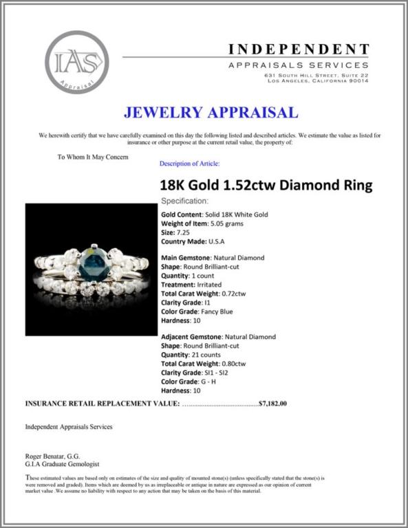18K Gold 1.52ctw Diamond Ring