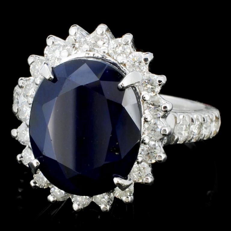 14K Gold 6.00ct Sapphire & 1.50ctw Diamond Ring