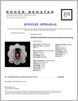 18K Gold 8.62ct Tourmaline & 4.56ctw Diamond Ring