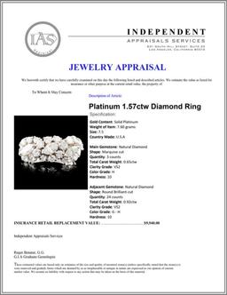 Platinum 1.57ctw Diamond Ring