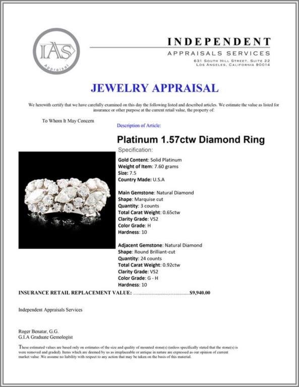 Platinum 1.57ctw Diamond Ring
