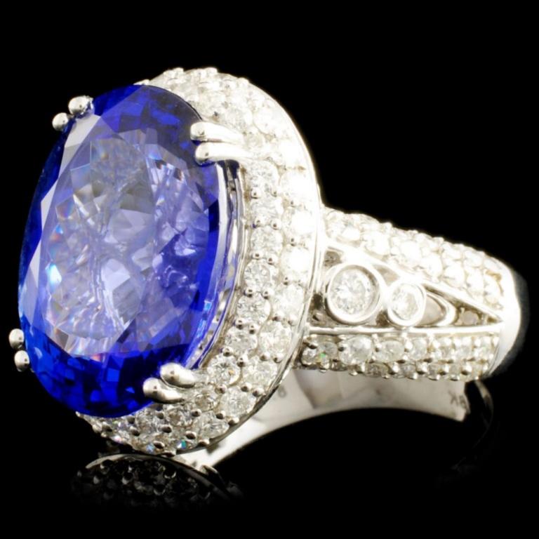 18K Gold 8.59ct Tanzanite & 1.49ctw Diamond Ring