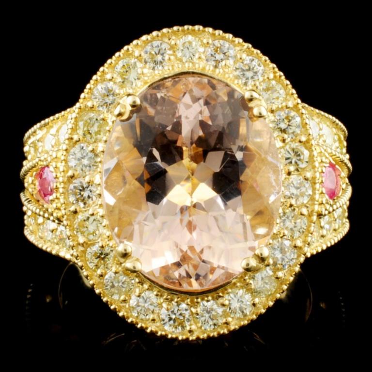 14K Gold 6.16ct Morganite & 1.51ctw Diamond Ring