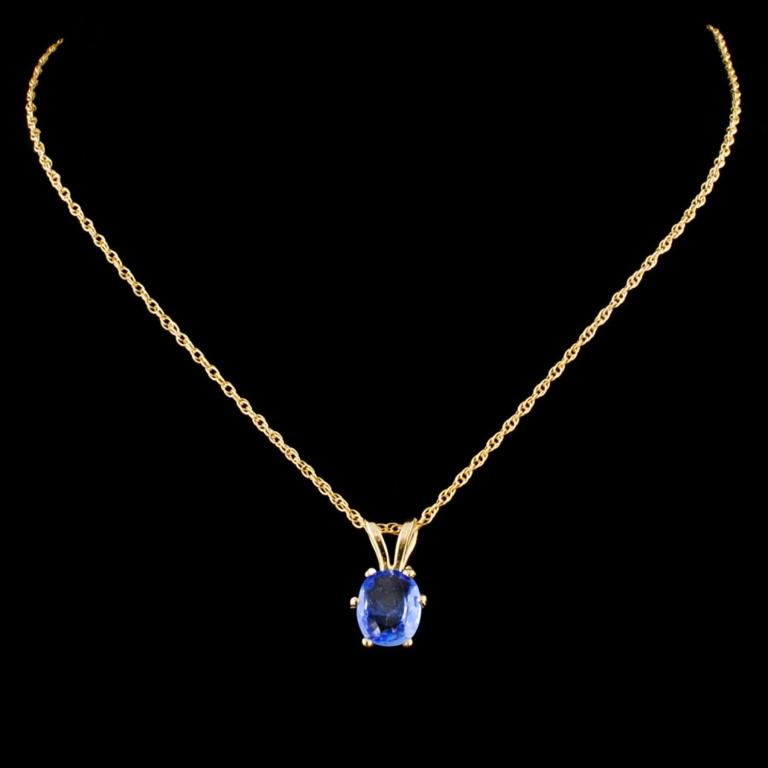 14K Gold 1.13ctw Sapphire Pendant