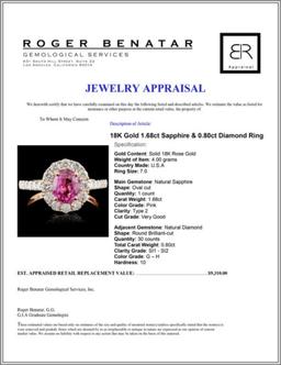 18K Gold 1.68ct Sapphire & 0.80ct Diamond Ring