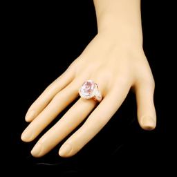 14K Gold 11.33ct Kunzite & 0.71ctw Diamond Ring