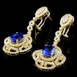 18K Gold 4.47ctw Tanzanite & 3.02ctw Diamond Earri