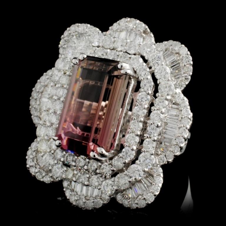 18K Gold 8.62ct Tourmaline & 4.56ctw Diamond Ring