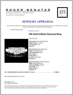 14K Gold 0.98ctw Diamond Ring