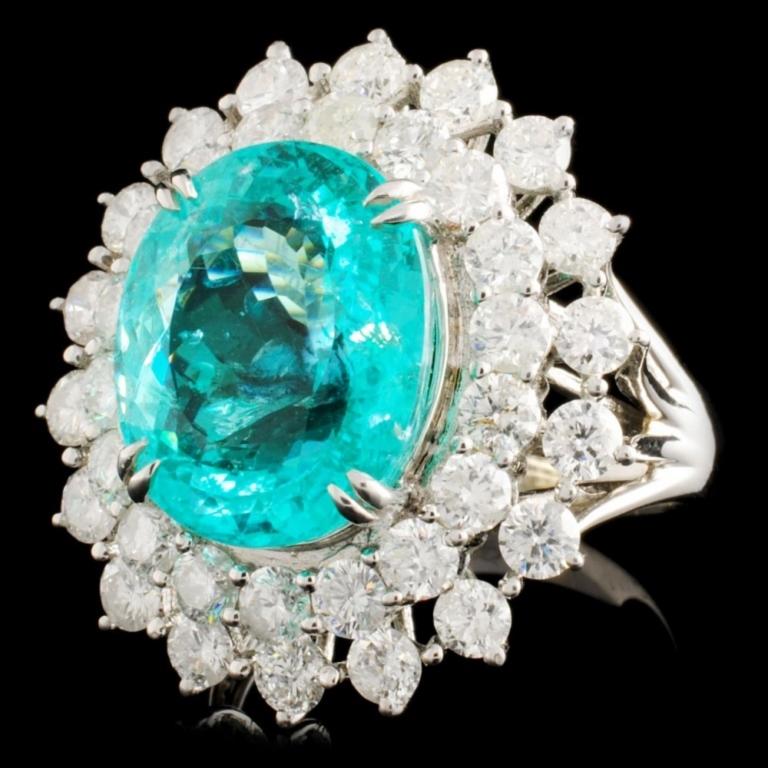 18K Gold 7.94ct Paraiba & 2.83ctw Diamond Ring