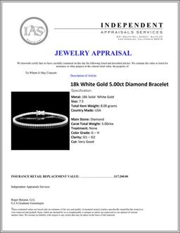 18k White Gold 5.00ct Diamond Bracelet