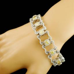 18k White Gold 8.24ctw Fancy Yellow Diamond Bracel