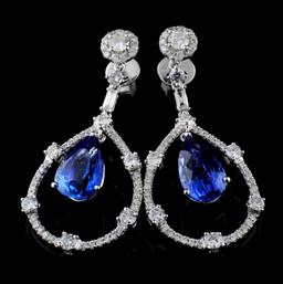 18K Gold 6.53ct Sapphire & 1.79ct Diamond Earrings