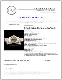 Rolex DateJust Diamond Ladies Watch