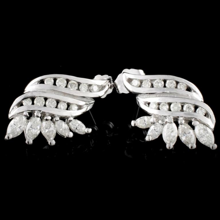 14K White Gold 1.76ctw Diamond Earrings