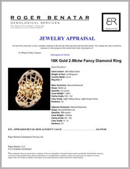 18K Gold 2.99ctw Fancy Diamond Ring