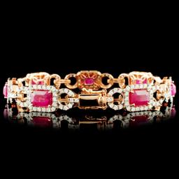 14K Gold 8.95ct Ruby & 2.71ctw Diamond Bracelet