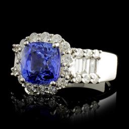 18K White Gold 3.10ct Sapphire & 1.18ct Diamond Ri