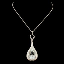 14K Gold 6.99ct Aquamarine & 0.98ctw Diamond Penda